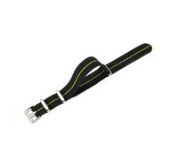 LOPAKACTAG Elastic Nylon Watchbands Diving Retro Dark Blue Black Red For Seiko Universal Men Silvery Buckle Watch Strap(Black Yellow-Steel,20mm)