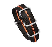 LOPAKACTAG Heavy Duty Nylon Strap 20mm 22mm Woven Fabric Watchband Stainless Steel Ring Buckle Men Replacement Belt Band For Casio(Black orange,20mm)