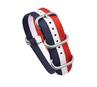 LOPAKACTAG Heavy Duty Nylon Strap 20mm 22mm Woven Fabric Watchband Stainless Steel Ring Buckle Men Replacement Belt Band For Casio(Red white blue,20mm)
