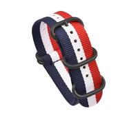 LOPAKACTAG Heavy Duty Nylon Strap 20mm 22mm Woven Fabric Watchband Stainless Steel Ring Buckle Men Replacement Belt Band For Casio(Red white blue 02,20mm)