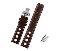 LOPAKACTAG Leather Bracelet For Tissot 1853 Sports Watchband Racing PRS516 T91 Top Layer Cowhide 20mm Chopin Strap Accessories(Brown white SR)