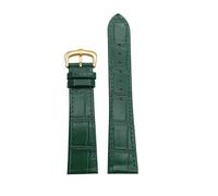 LOPAKACTAG Leather Strap, Cowhide Soft And Breathable, Suitable For CARTIE Watch Band For Tank/For solo/For Santos/For Round(Green-golden,18mm)