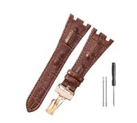 LOPAKACTAG Leather Watch Strap Men's For AP Royal Oak First Layer Cowhide Folding Buckle Notch Watchbands Bracelet 28mm Band(Brown-Rose-Z1)