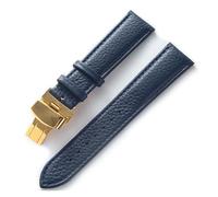 LOPAKACTAG Leather Watch With Green Soft Cowhide Men's And Women's Accessories Substitute For Longines For Tissot For Dw Strap(Dark blue gold,15)