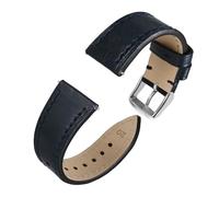 LOPAKACTAG Oiled Waxed Leather Watch Strap Band For Men Quick Release 18 Mm 20mm 22mm(Blue-Silver,18mm)