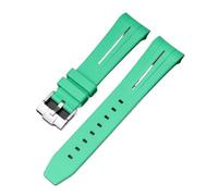 LOPAKACTAG Rubber Strap For Blancpain X Swatch Collaboration Stainless Steel Buckle 22mm Curved Interface Men Women Replace Watch Band Belt(Green black line)