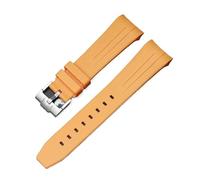 LOPAKACTAG Rubber Strap For Blancpain X Swatch Collaboration Stainless Steel Buckle 22mm Curved Interface Men Women Replace Watch Band Belt(Yellow silver)