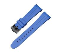 LOPAKACTAG Rubber Strap For Blancpain X Swatch Collaboration Stainless Steel Buckle 22mm Curved Interface Men Women Replace Watch Band Belt(Dark blue black)
