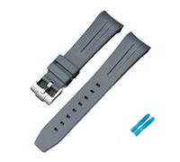 LOPAKACTAG Rubber Strap For Blancpain X Swatch Collaboration Stainless Steel Buckle 22mm Curved Interface Men Women Replace Watch Band Belt(Grey black line)