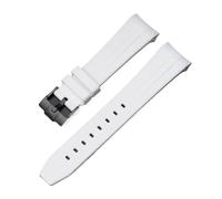 LOPAKACTAG Rubber Strap For Blancpain X Swatch Collaboration Stainless Steel Buckle 22mm Curved Interface Men Women Replace Watch Band Belt(White black)