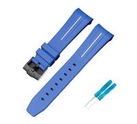 LOPAKACTAG Rubber Strap For Blancpain X Swatch Collaboration Stainless Steel Buckle 22mm Curved Interface Men Women Replace Watch Band Belt(Blue white line 02)