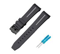 LOPAKACTAG Rubber Strap For Blancpain X Swatch Collaboration Stainless Steel Buckle 22mm Curved Interface Men Women Replace Watch Band Belt(Black white line 02)