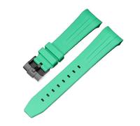 LOPAKACTAG Rubber Strap For Blancpain X Swatch Collaboration Stainless Steel Buckle 22mm Curved Interface Men Women Replace Watch Band Belt(Dark green black)