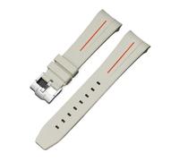 LOPAKACTAG Rubber Strap For Blancpain X Swatch Collaboration Stainless Steel Buckle 22mm Curved Interface Men Women Replace Watch Band Belt(Khaki red line)