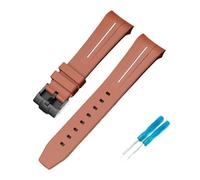 LOPAKACTAG Rubber Strap For Blancpain X Swatch Collaboration Stainless Steel Buckle 22mm Curved Interface Men Women Replace Watch Band Belt(Orange white line 02)