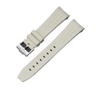 LOPAKACTAG Rubber Strap For Blancpain X Swatch Collaboration Stainless Steel Buckle 22mm Curved Interface Men Women Replace Watch Band Belt(Khaki silver)