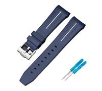 LOPAKACTAG Rubber Strap For Blancpain X Swatch Collaboration Stainless Steel Buckle 22mm Curved Interface Men Women Replace Watch Band Belt(Royal white line)