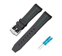 LOPAKACTAG Rubber Strap For Blancpain X Swatch Collaboration Stainless Steel Buckle 22mm Curved Interface Men Women Replace Watch Band Belt(Black green line)
