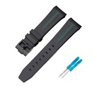 LOPAKACTAG Rubber Strap For Blancpain X Swatch Collaboration Stainless Steel Buckle 22mm Curved Interface Men Women Replace Watch Band Belt(Black green line 02)