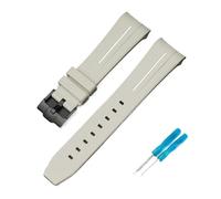 LOPAKACTAG Rubber Strap For Blancpain X Swatch Collaboration Stainless Steel Buckle 22mm Curved Interface Men Women Replace Watch Band Belt(Khaki white line 02)