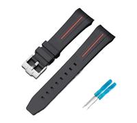 LOPAKACTAG Rubber Strap For Blancpain X Swatch Collaboration Stainless Steel Buckle 22mm Curved Interface Men Women Replace Watch Band Belt(Black orange line)