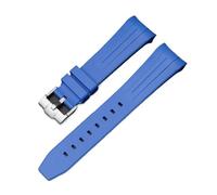LOPAKACTAG Rubber Strap For Blancpain X Swatch Collaboration Stainless Steel Buckle 22mm Curved Interface Men Women Replace Watch Band Belt(Dark blue silver)