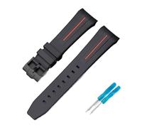 LOPAKACTAG Rubber Strap For Blancpain X Swatch Collaboration Stainless Steel Buckle 22mm Curved Interface Men Women Replace Watch Band Belt(Black orange line 02)