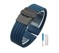 LOPAKACTAG Silicone Rubber Watch Strap Band Deployment Buckle 18mm 20mm For Seiko For Omega For Rolex For Replace The(Blue-black,20mm)