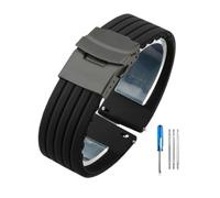 LOPAKACTAG Silicone Rubber Watch Strap Band Deployment Buckle 18mm 20mm For Seiko For Omega For Rolex For Replace The(Black-black,20mm)