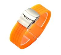 LOPAKACTAG Silicone Rubber Watch Strap Band Deployment Buckle 18mm 20mm For Seiko For Omega For Rolex For Replace The(Orange-silver,20mm)
