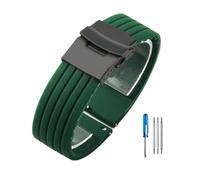 LOPAKACTAG Silicone Rubber Watch Strap Band Deployment Buckle 18mm 20mm For Seiko For Omega For Rolex For Replace The(Green-black,18mm)