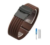 LOPAKACTAG Silicone Rubber Watch Strap Band Deployment Buckle 18mm 20mm For Seiko For Omega For Rolex For Replace The(Brown-black,20mm)