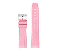 LOPAKACTAG Silicone Strap For Swatch X For Omega Moonswatch Stainless Steel Buckle Soft Waterproof Replace Watch Band(New pink white)