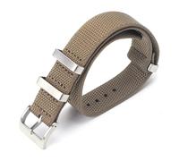 LOPAKACTAG Smooth Nylon Watch Band 20mm 22mm Wristband Single Pass Strap Adjustable 1.9mm Thickness Fabric(Khaki,22mm)