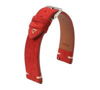 LOPAKACTAG Suede Leather Strap For Seiko Watch Band Vintage Bracelaet Handmade Stitching Wristband Wristbelt(Red,22mm)