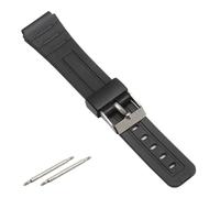 LOPAKACTAG Watch Band Replacement Strap For Casio F-91W 18mm Black Resin Plastic Wrist Watchstrap With Pins Metal Buckle F91 F91W(Black Silver,16mm)