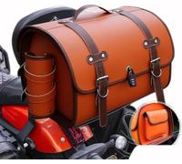 LOPAMCGH Motorcycle Top Case for Pan America 1250, Leather Motorcycle Trunk Bag, Tail Trunk with Lock, Rear Luggage Storage Case, Large Capacity Bag Top Box Saddlebag,B Brown＋Coffee