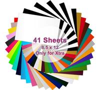 LOPASA Heat Transfer Vinyl Sheets Sampler for Cricut Joy Xtra, 8.5x12 Extra Iron On Vinyl Supplies, Materials for T Shirt HTV Making, Xtra Accessories Bundle(41 Sheets)