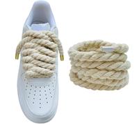 Lopau Thick Rope Shoe Laces for Air Force 1, Dont Punch DIY Chunky Jumbo Shoelaces for Dunk,Air Jordan,AF1 Sneakers, Beige, 51.2''/130cm