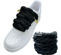 Lopau Thick Rope Shoe Laces for Air Force 1, Dont Punch DIY Chunky Jumbo Shoelaces for Dunk,Air Jordan,AF1 Sneakers, Black, 51.2''/130cm