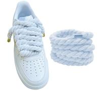Lopau Thick Rope Shoe Laces for Air Force 1, Dont Punch DIY Chunky Jumbo Shoelaces for Dunk,Air Jordan,AF1 Sneakers, White, 51.2''/130cm