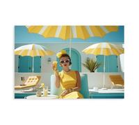 LOPEEY Woman in The 50s at Fancy Hotel Digital Download Canvas Poster Wall Art Decor Print Picture Paintings for Living Room Bedroom Decoration 08x12inch(20x30cm)