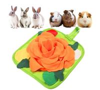 LOPERDEVE Rabbit Foraging Mat Snuffle Mat for Small Animals Rabbit Toy 11.8"x11.8" Rabbits Snuffle Mat Pets Interactive Feeding Matt Treat Dispenser for Bunny Guinea Pigs Ferrets Chinchillas Orange