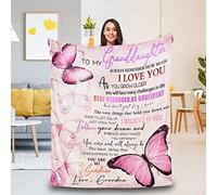 Lopevctor To My Granddaughter Soft Warm Granddaughter Blanket, 100% Polyester Flannel Fleece, 60x80 inches, Letter Print, Fade & Wrinkle Resistant