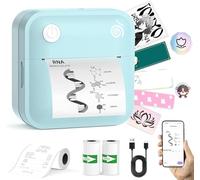 lopevi D1 Label Maker Machine - Portable Bluetooth Mini Thermal Printer, Supports 14 Label Sizes, Sticker Inkless Printing with 2 Label Rolls for Kitchen, Home, School, Office Organization (Blue)