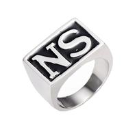 LOPEZ KENT Vintage Mens Stainless Steel NS Ring Band,Black Silver,Size V