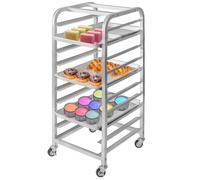lopeztek 10-Tier Half Sheet Bakery Rack - Bun Pan Speed Rack, Bread Cooling Shelf for Half & Quarter Tray, Baker Wheels Cart for Baking, Candles, and Soap-Making (for 1/2 & 1/4 Sheet Pan)