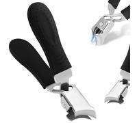 LOPHE 1PCS Slanted Nail Clippers, 2025 New Thick Toenail Angled Nail Clippers, Wide Mouth Splash Proof Arc Shape Suitable for Thick Nails, Fingernails and Toenails, Suitable for Men and Women(Black)