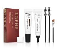 LOPHE 2-in-1 Brow & Lash Tint Kit Brown - Waterproof & Long Lasting, Professional Salon DIY, Brow Tint with Fibres for Plump Thick Lash, Fast & Safe Eyebrow Dye, Vegan Friendly