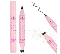 LOPHE 2-in-1 Eyeliner Freckle Pen, Waterproof Double-headed Liquid Eyeliner Stamp Pen Set Freckle Stamp and Black Liquid Eyeliners Natural Lifelike Freckle Stamp Pen for Sunkissed Makeup,Light